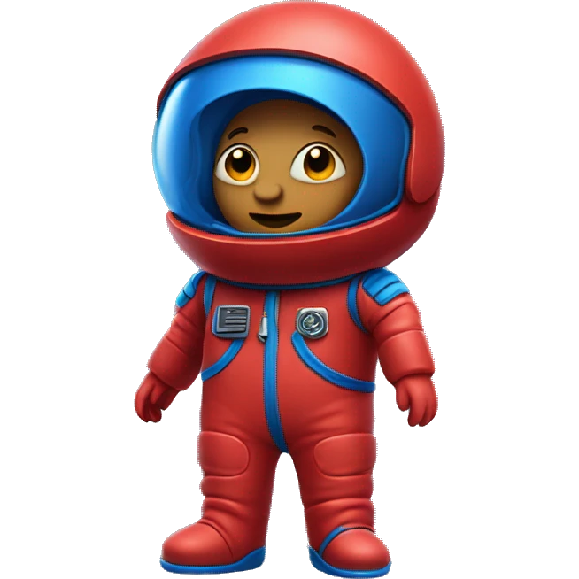 covered face blue full body tiny person in a red spacesuit with no visible arms or face with blue visor and two legs emoji