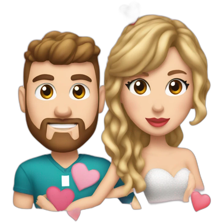 travis kelce and taylor swift with hearts emoji