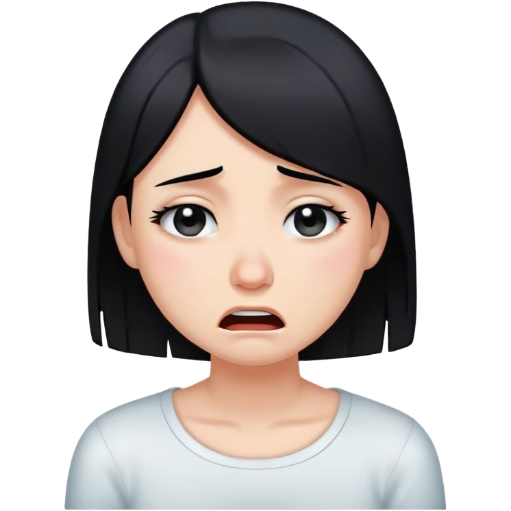 Girl with strait black hair cry emoji