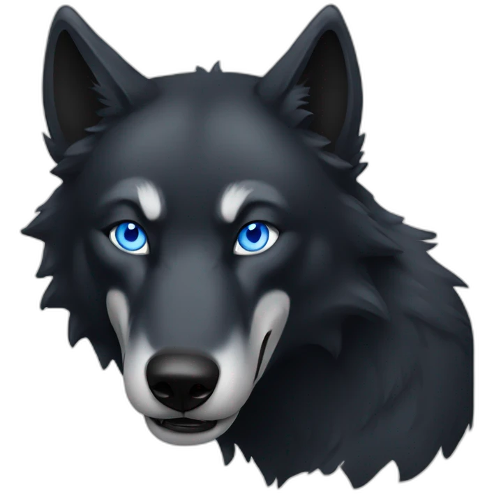 black wolf with blue eyes drinking a beer emoji