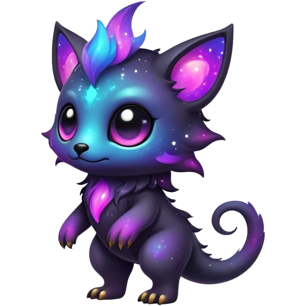 Cute cool colorful dark nebula fantasy-Fakemon-Digimon-animal-hybrid full body emoji