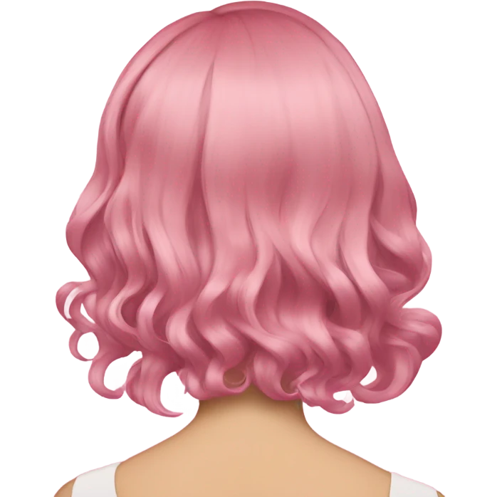 Pink mid-wavy short side-hair rear view emoji
