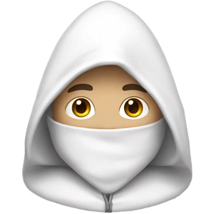 a man in a white costume with a pointy white hood  emoji