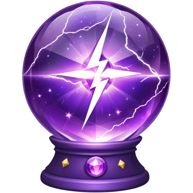 Purple crystal magic ball with lightning galaxy emoji