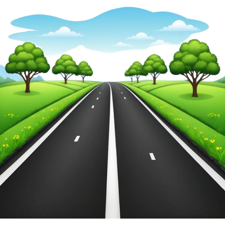 wide roadway with Grass on the sides emoji emoji