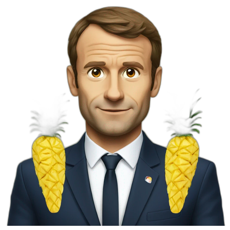 Macron mange un ananas  emoji