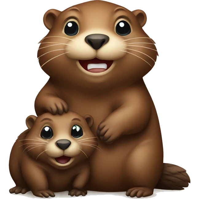 Baby beaver and mother beaver  emoji