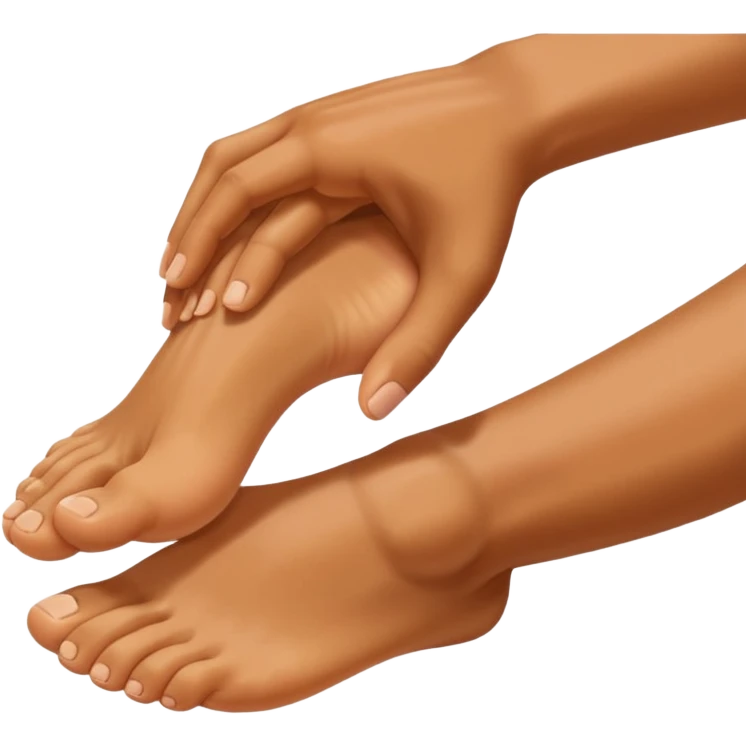 a hand is grabbing a foot emoji