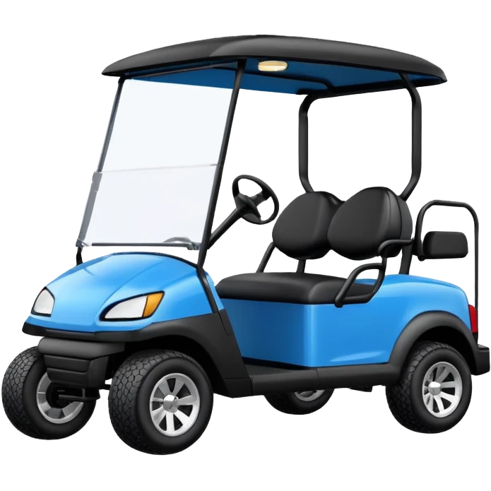 Electric blue golf cart with black seat and top emoji emoji