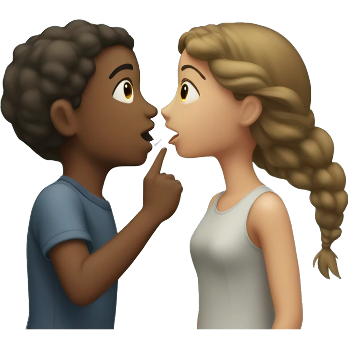 Boy blowing air on a girl emoji