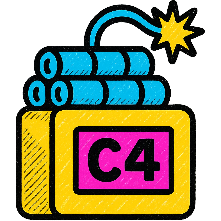 C4 bomb icon, flat color, bold outline, contemporary icon design, no humans or other objects emoji