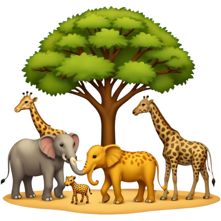 the big five - a lion, leopard, elephant, buffalo and giraffe emoji
