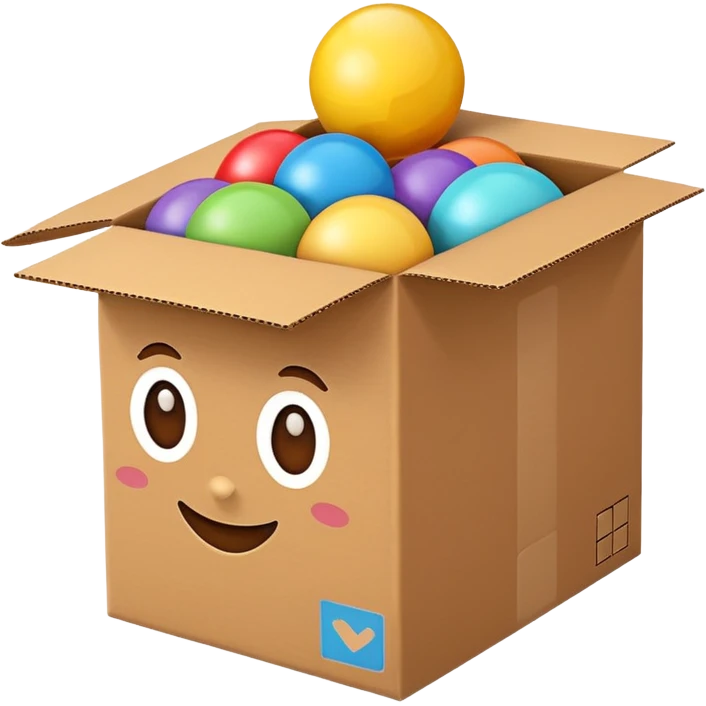 cardboard box with toys emoji
