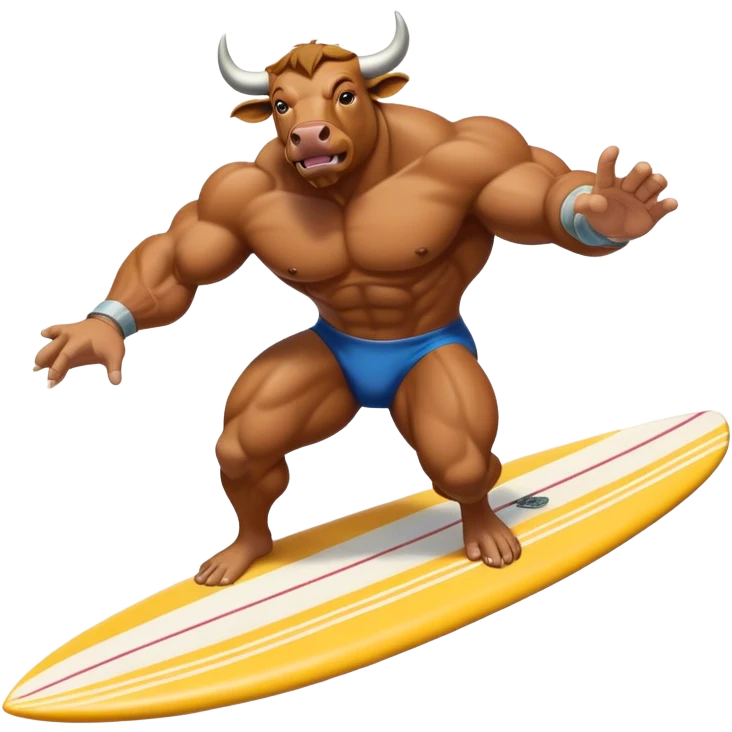 The buff bull is surfing. emoji