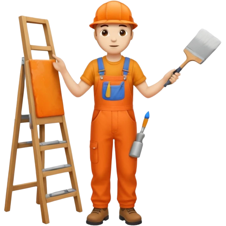 painter in orange overalls standing full body emoji