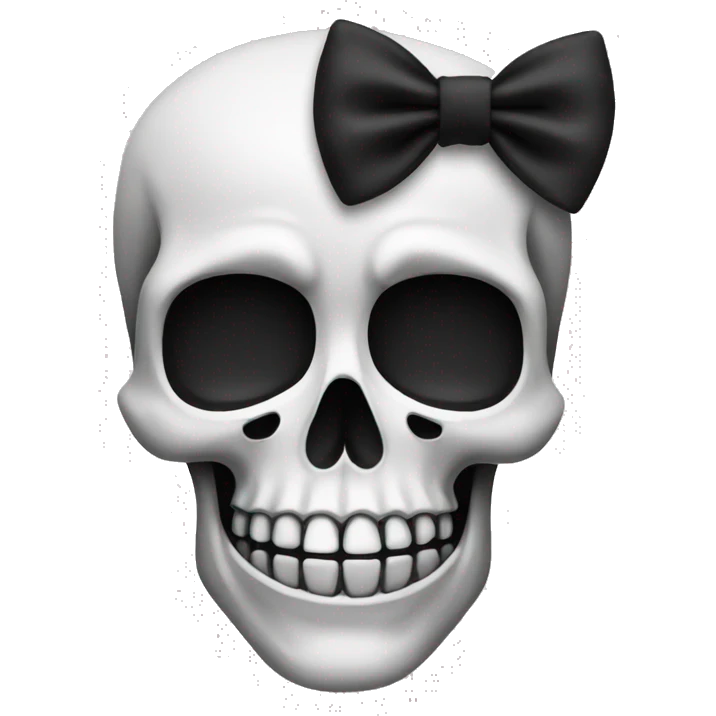 skull emoji with black bow emoji