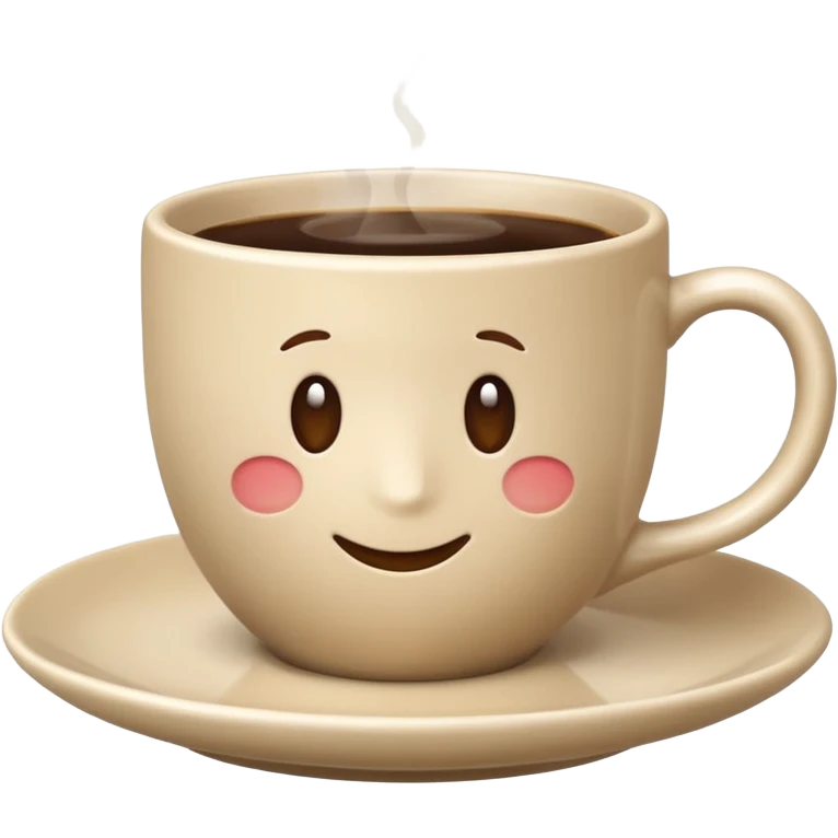 classic coffee cup on saucer, light beige color, Apple emoji style, no text emoji