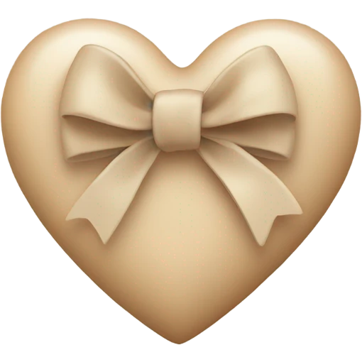 Beige heart with beige bow emoji