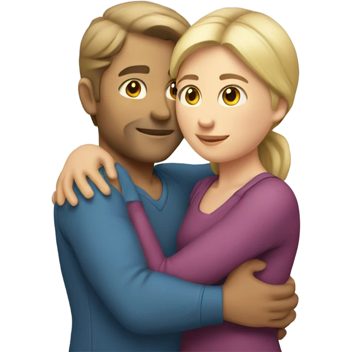 Caucasian Man and woman hugging  emoji