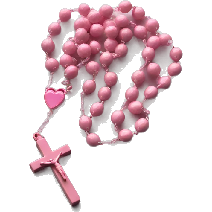 Pink rosary with heart shaped beads  emoji