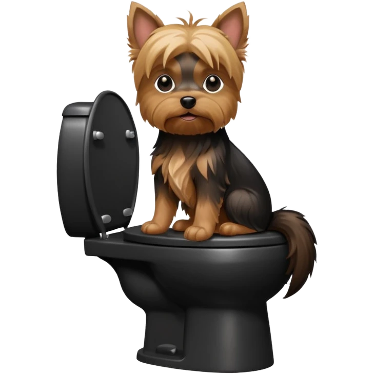 Yorkshire terrier na privada sentado fazer poop emoji