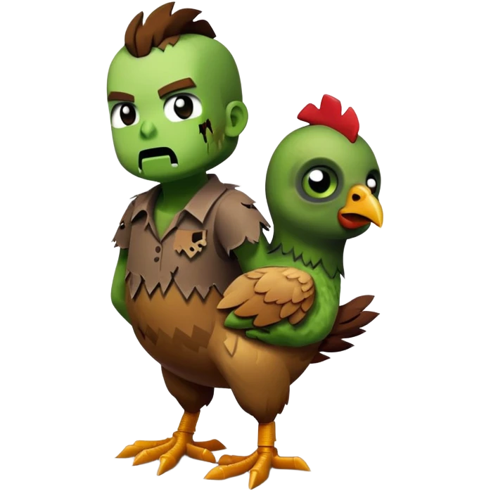 Minecraft chicken with a babe zombie on top emoji