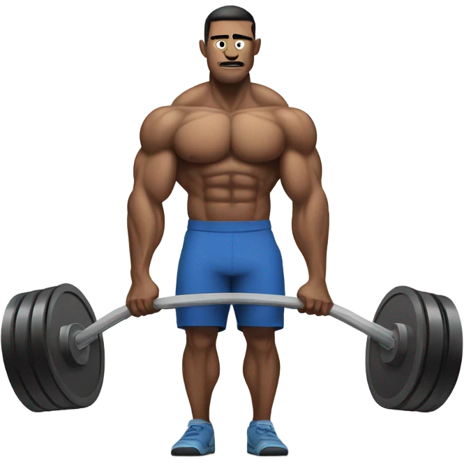Muscled man lifting heavy weights emoji