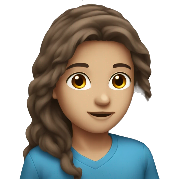 long brown hair and blue eyes  emoji