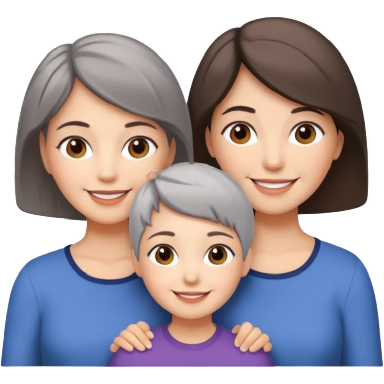 A mum with short Gray hair and her two adult daughters with brown hair emoji