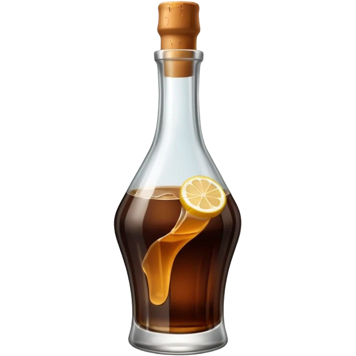 Fernet con coca sin limón,  sin sorbete. En vaso con forma de botella cortada  emoji