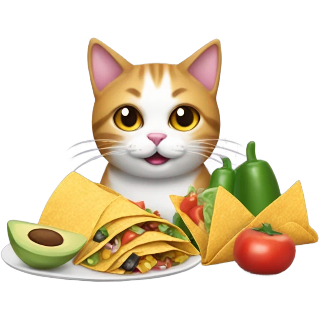 Cat with Mexican food emoji