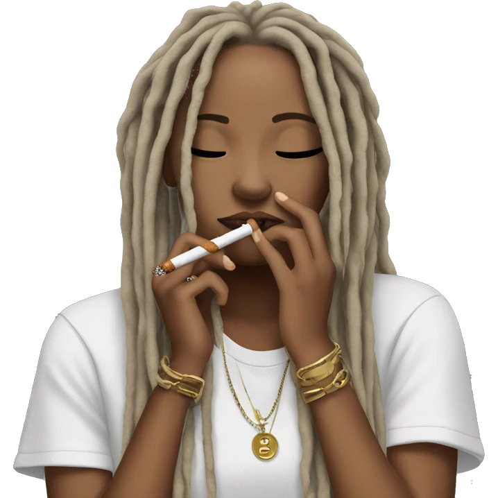 Female us rapper smoking with his dreads and girlfriend  emoji