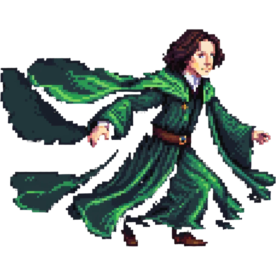 Snape with billowing robes chasing Harry Potter emoji