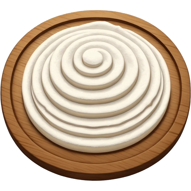 flour on circular wooden plate with curved edges emoji