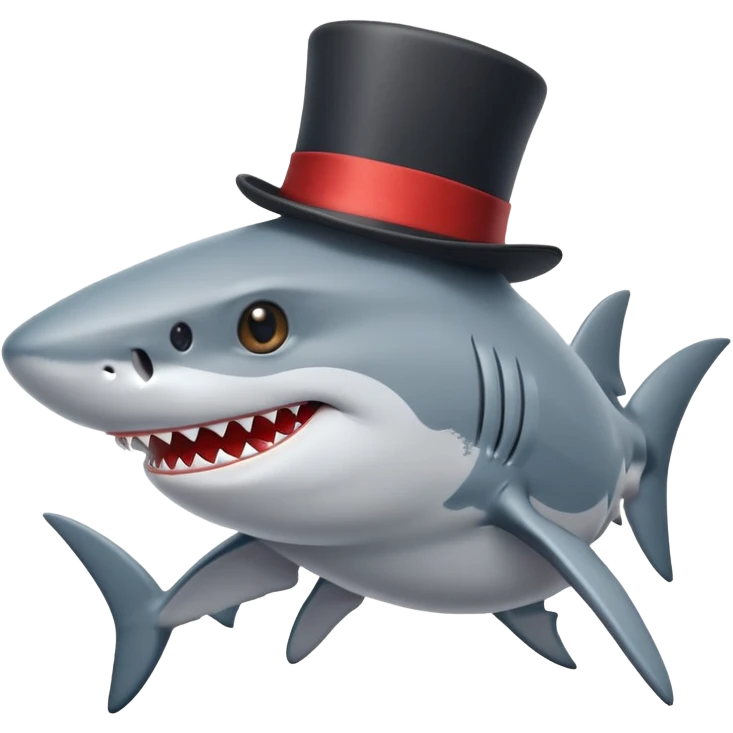 Shark with a top hat emoji
