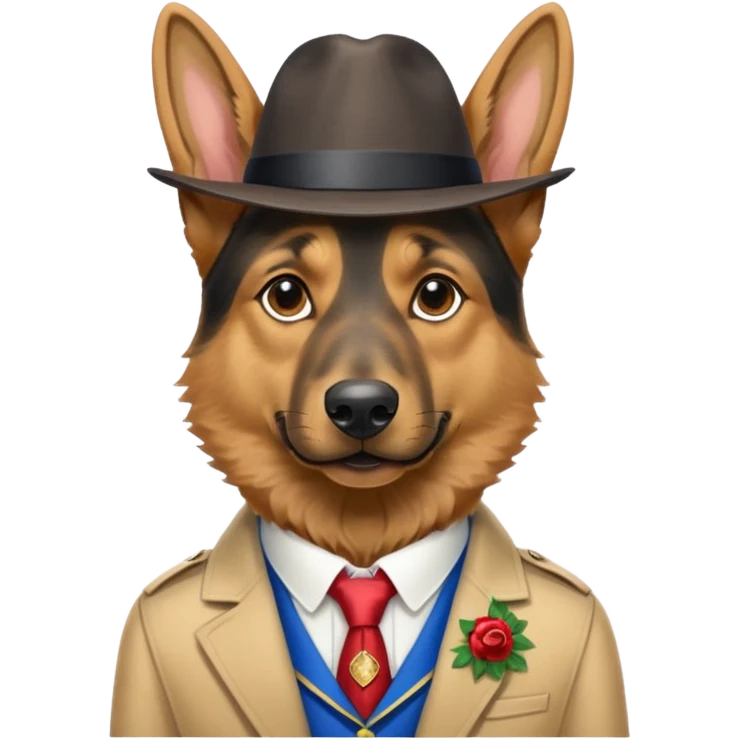German Sheppard in Kentucky derby outfit emoji
