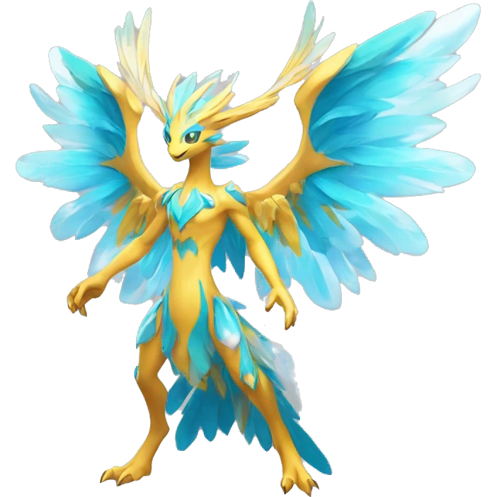 Celestial Godly Crystallic Colorful Vibrant Colors Flying Advanced Fakémon-Legendary-Pokémon-Creature Full Body emoji