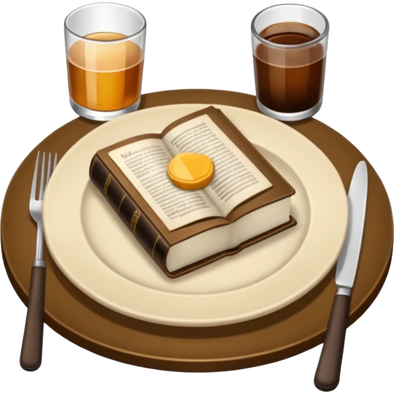 Make a plate of food, with cutlery beside it, and on top of the plate make a Bible. I don't want any glasses, and I want the Bible to be open. emoji