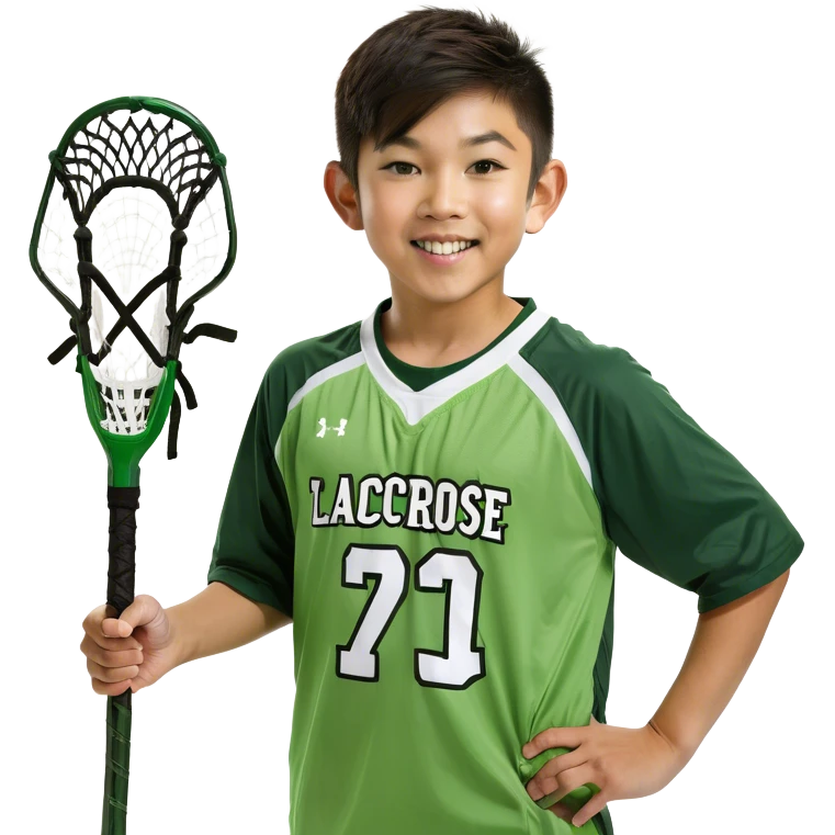 Asian boy holding a laccrose stick emoji