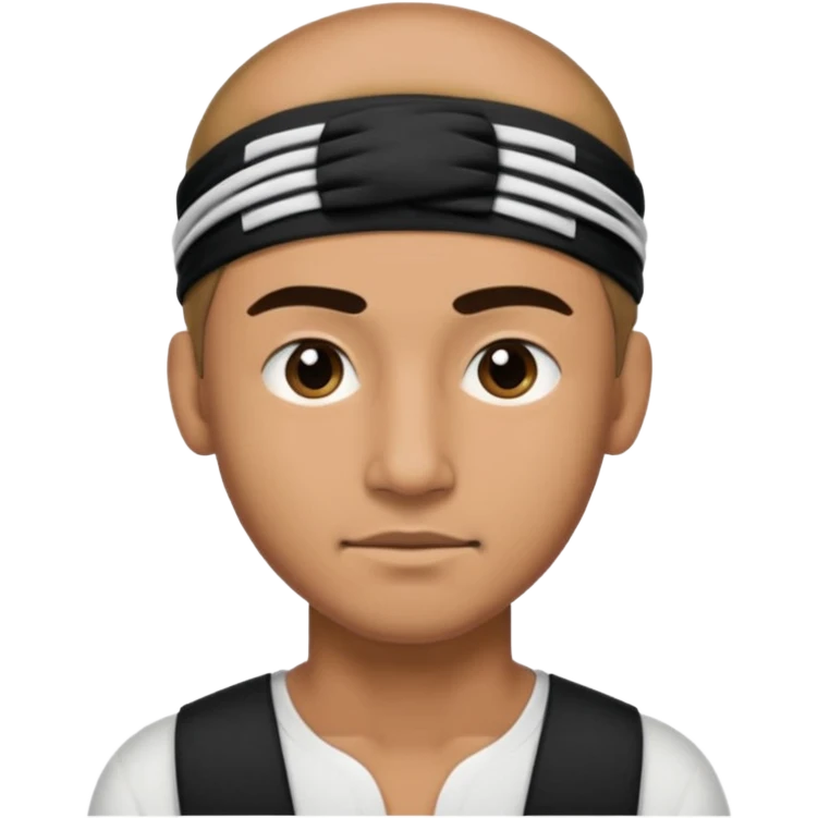 necesito la cara de un hombre con una vincha de color negro en la frente. la vincha tiene que ser angosta y tiene que estar en la frente del hombre, arriba de los ojos y abajo del pelo. emoji