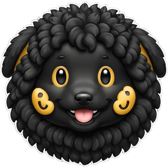 all black double doodle dog no background emoji emoji