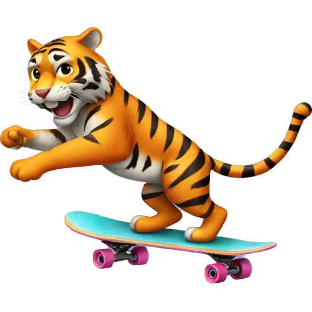 tiger riding a skateboard emoji
