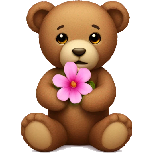 Teddy with pink flower emoji