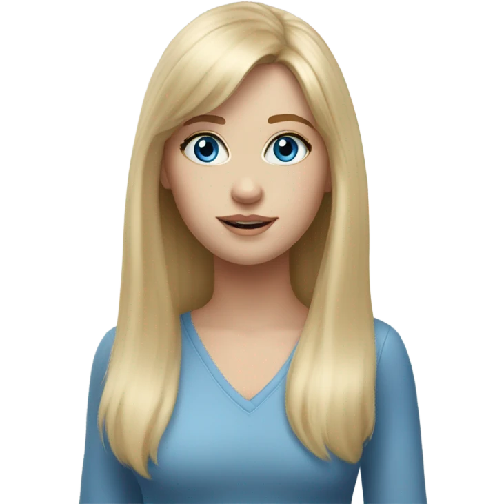 Realistic, white girl with long light blonde hair and bangs and blue eyes  emoji