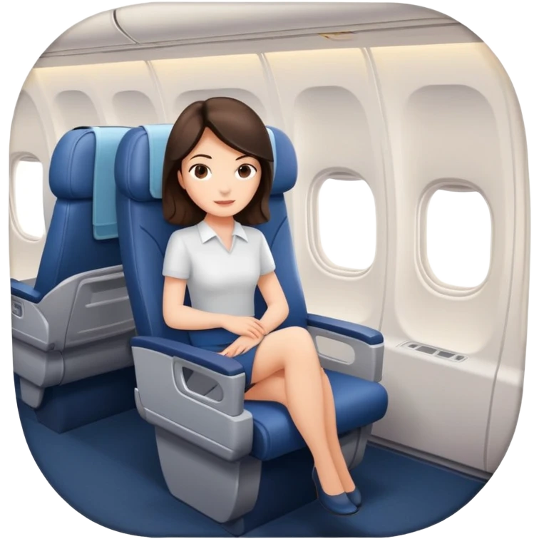 Brunette sitting on airplane seat emoji