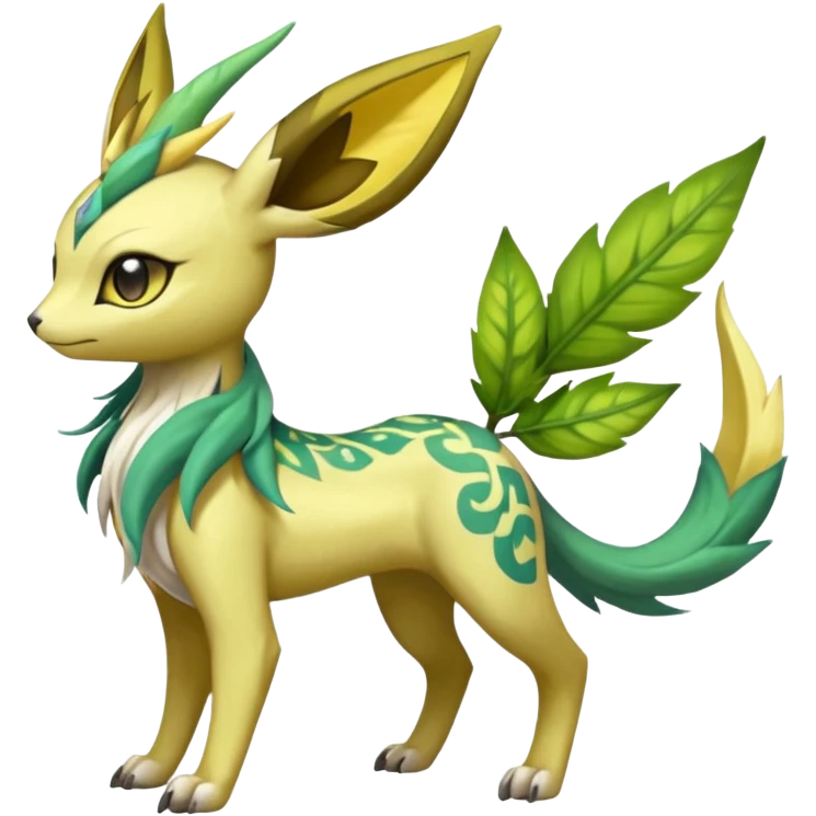  Exotic Ivy Draconic Feathery Scaly Meloetta-Manectric-Leafeon-Electrike-Jolteon-Zygarde-Renamon-hybrid-fusion-Fakémon-creature, full body emoji