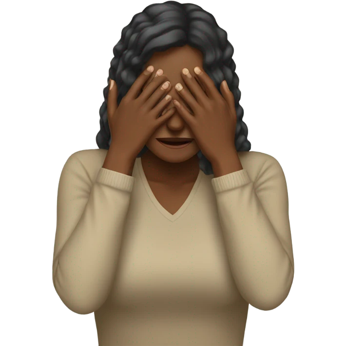 woman hiding his face using hands, overwhelmed emoji