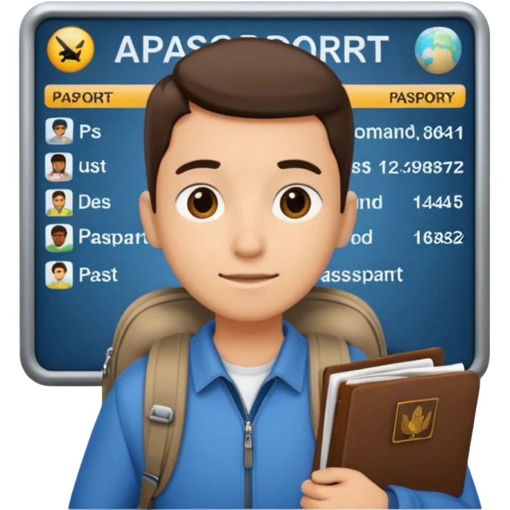 Traveler character with Looking toward a departure board  emoji