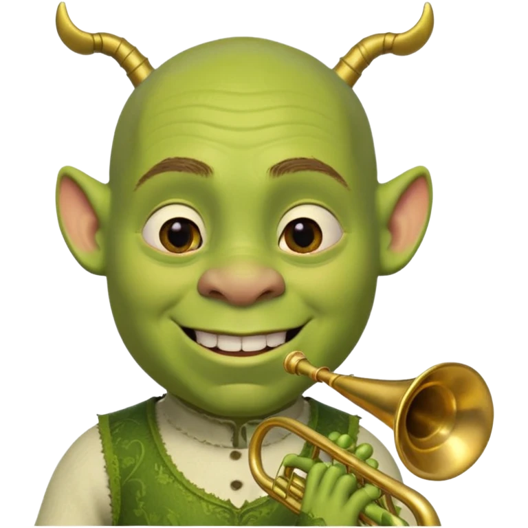 shrek sans cheveux et deux petites oreilles en forme de trompettes une sur chaque cote de son crane emoji