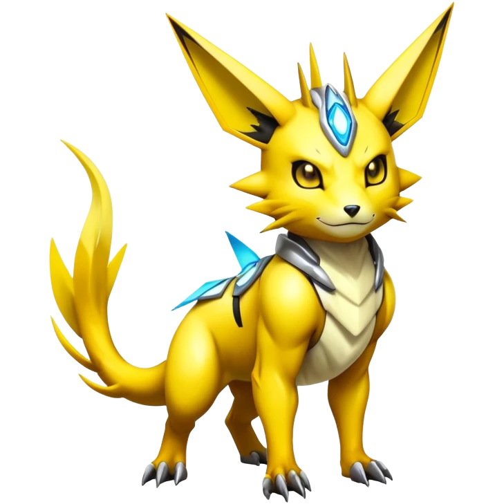 Shiny Futuristic Colorful Cyber-Raichu-Renamon-Zeraora-hybrid-creature emoji